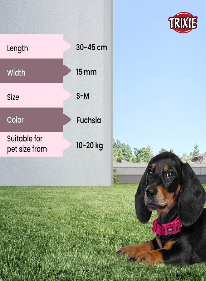 TRIXIE Nylon Premium Dog Collar Belt, Stylish Design, Adjustable Webbing Tape, Strain Relief, With Leash Connector, Pet Neck Collar For Dogs, 30-45 Cm (S-M, Fuchsia) - Image 5